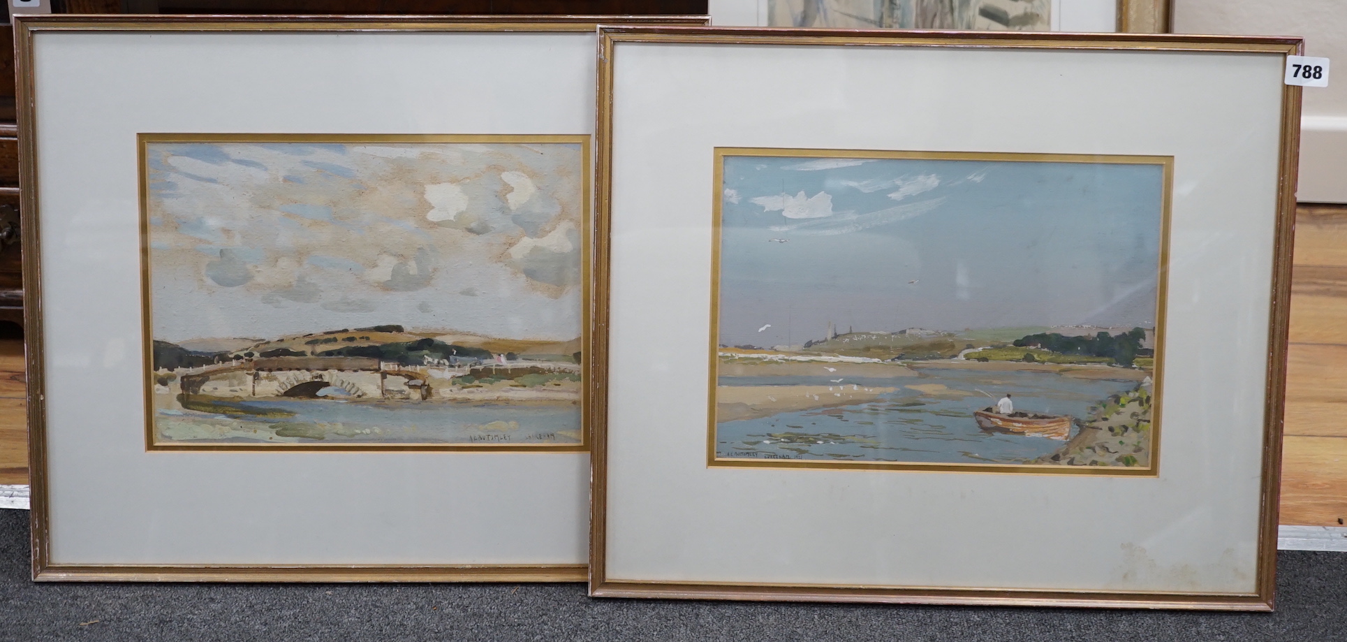 Albert Ernest Bottomley (1873-1950) pair of gouaches, Shoreham-by-Sea views, each signed, one dated 1927, 24 x 33cm